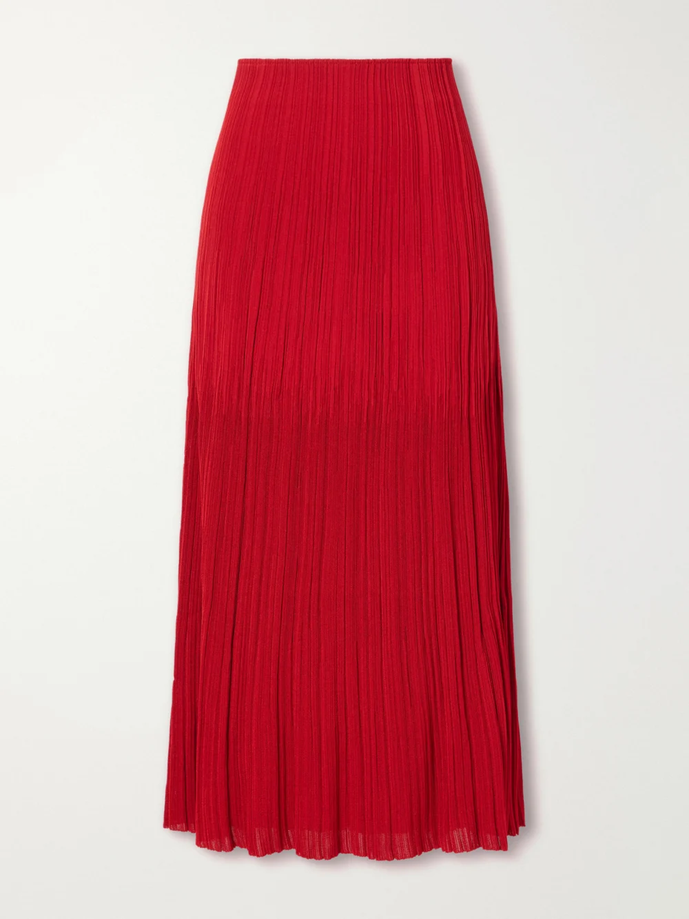 Balmain Plissé-crepe Midi Skirt in red