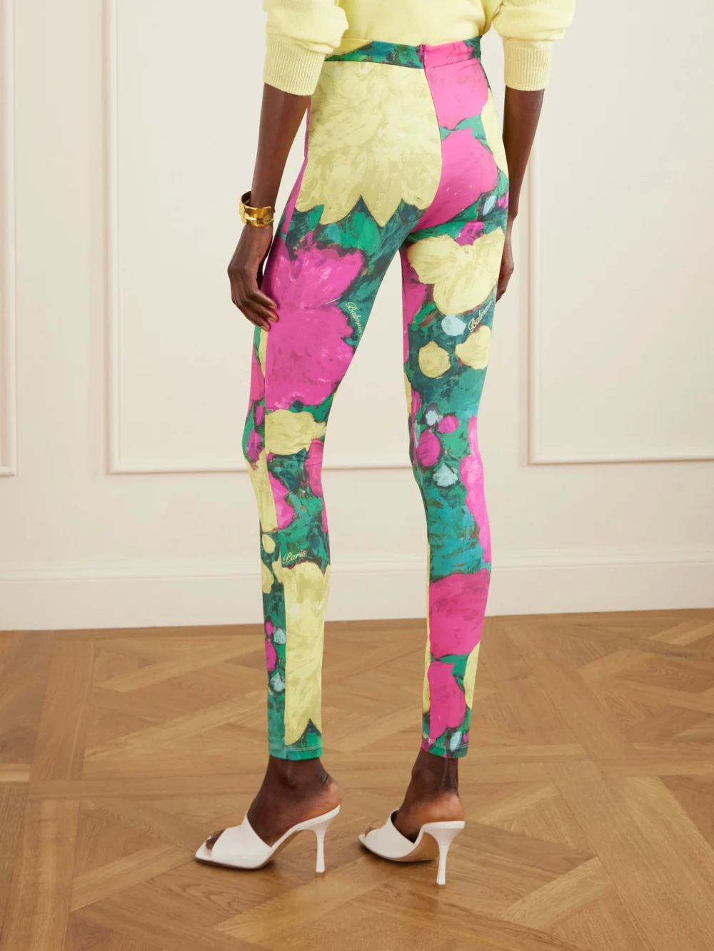 Back view of the Balmain Printed Stretch-jersey Leggings