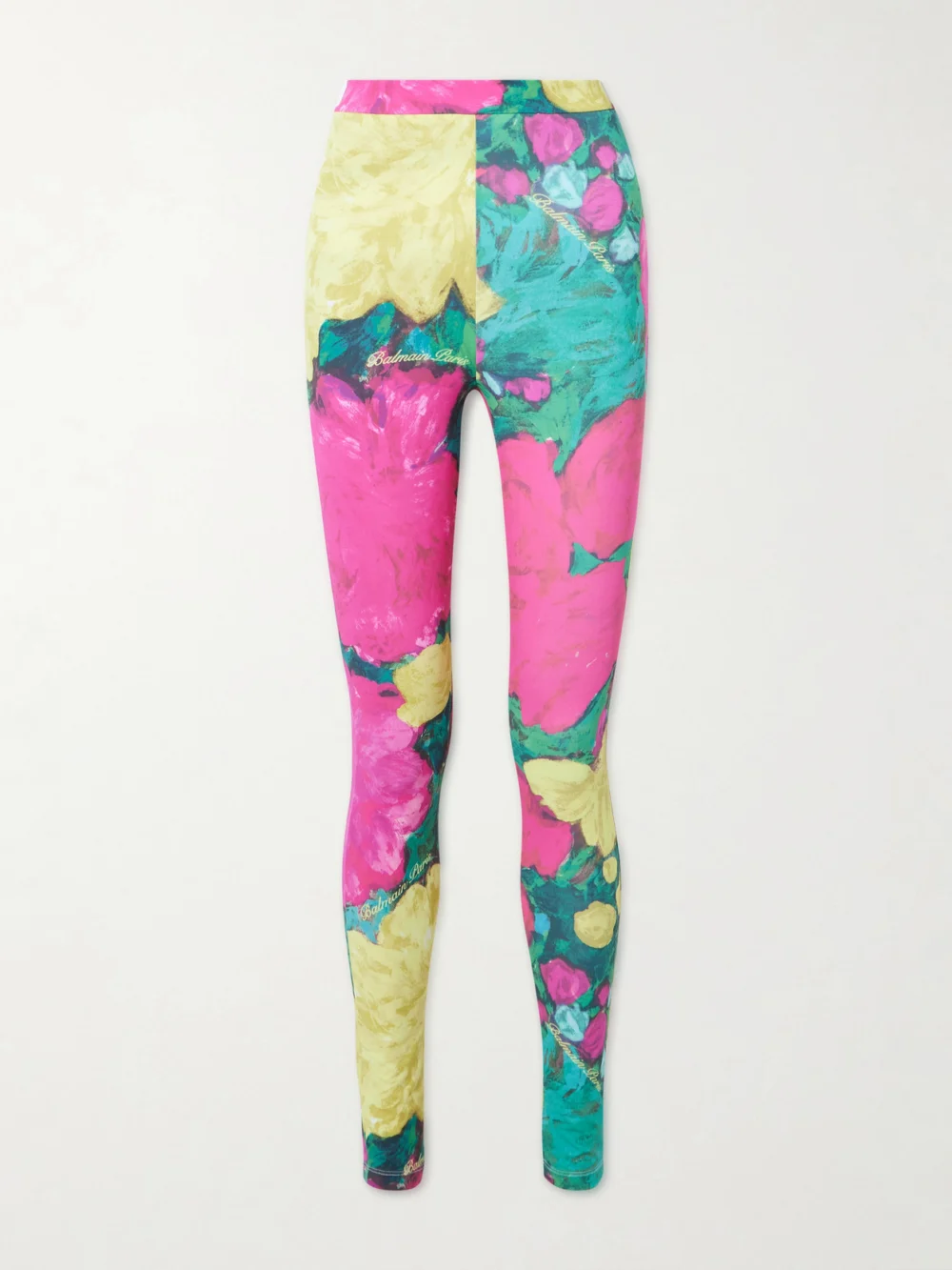 Balmain Printed Stretch-jersey Leggings in green