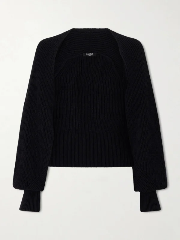 Balmain Ribbed-knit Cardigan