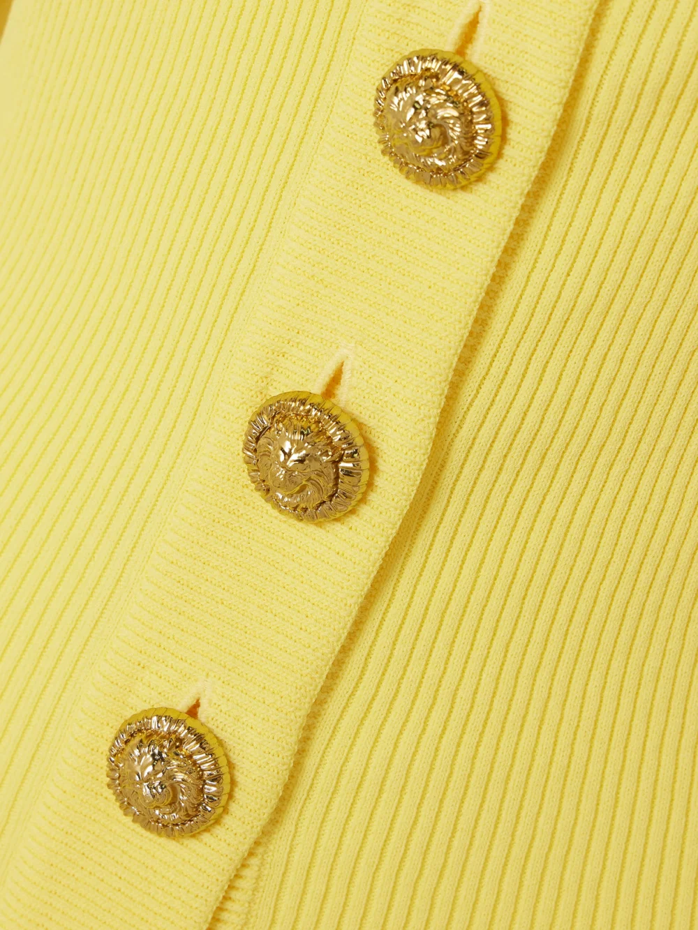 Close-up detail of the Balmain Ribbed-knit Cardigan