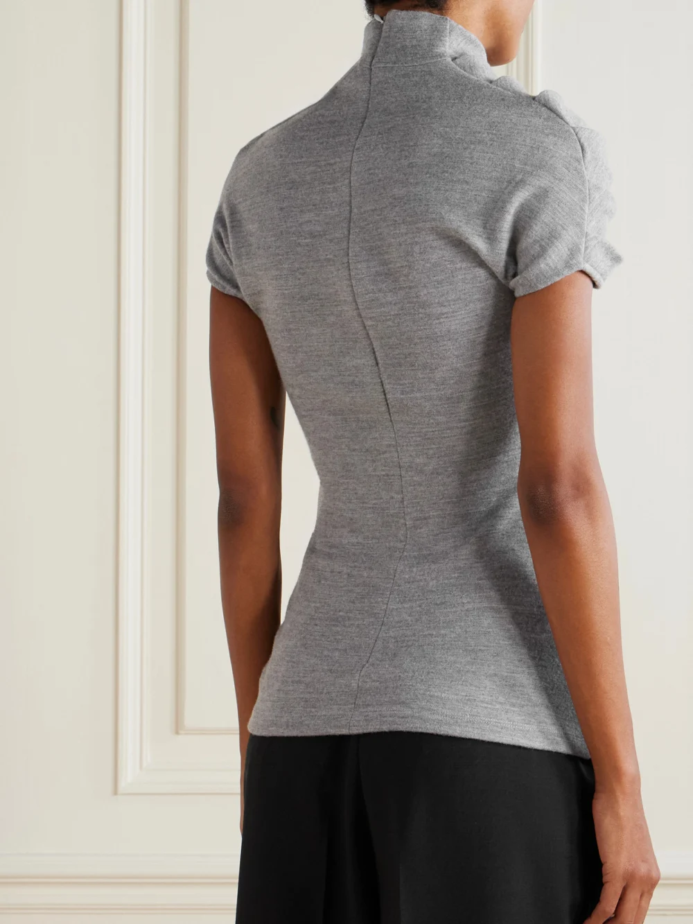 Back view of the Balmain Ruched Wool-blend Top