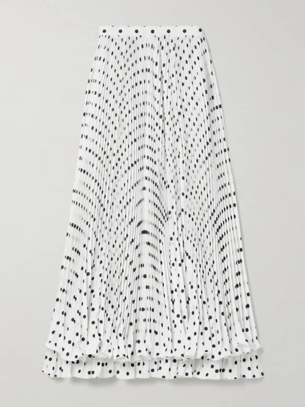 Balmain Ruffled Pleated Polka-dot Crepe Maxi Skirt
