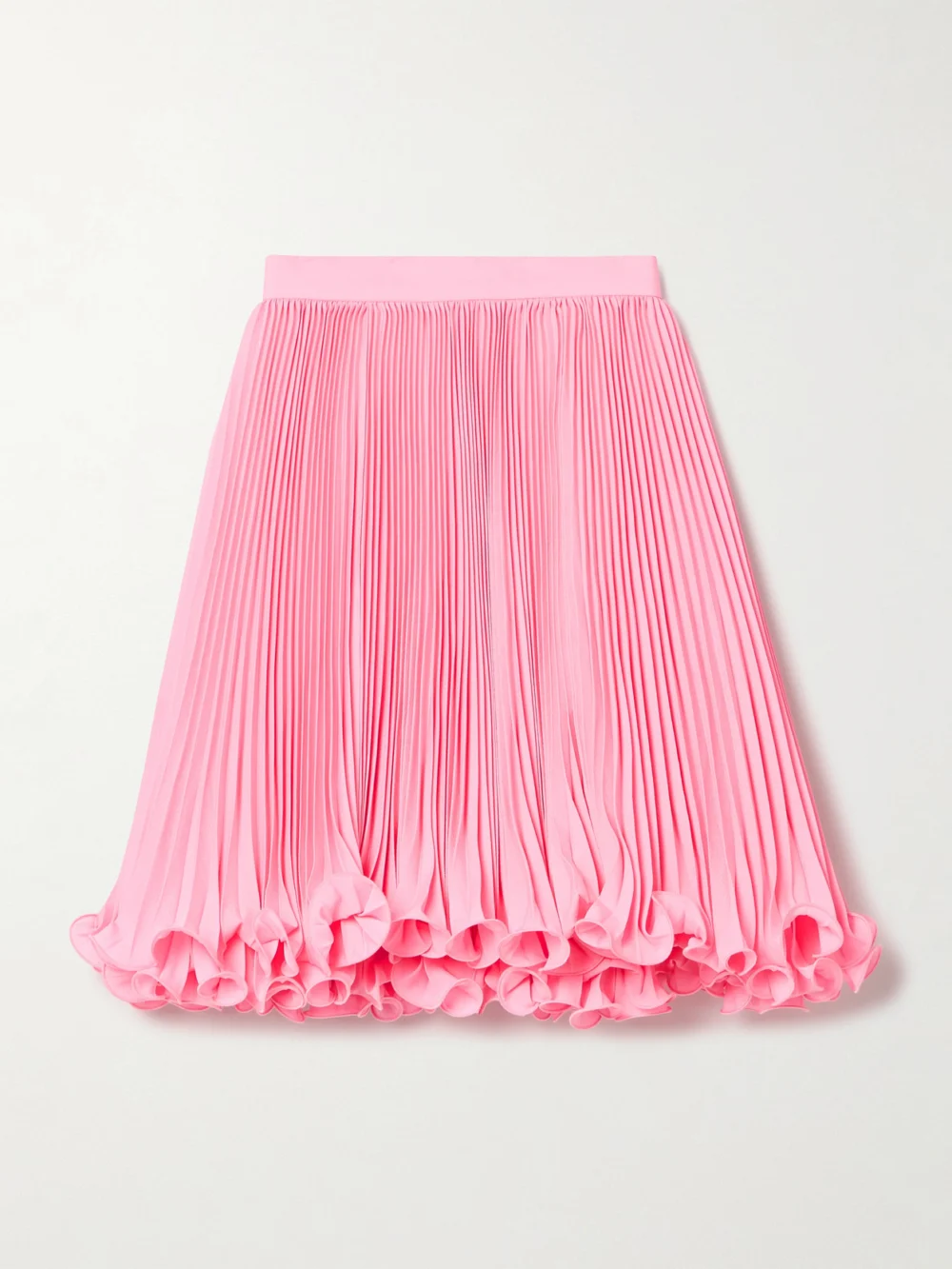 Balmain Ruffled Plissé-satin Mini Skirt in pink
