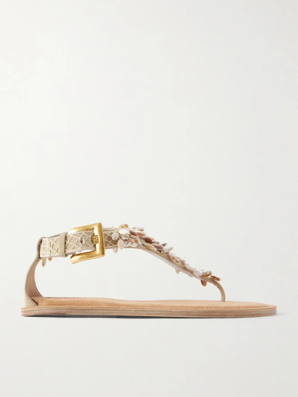 Balmain Runway Bead-embellished Suede Sandals in silver