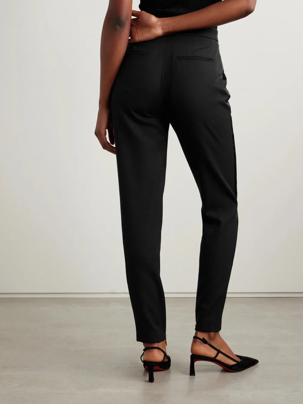 Back view of the Balmain Satin-trimmed Wool Straight-leg Pants