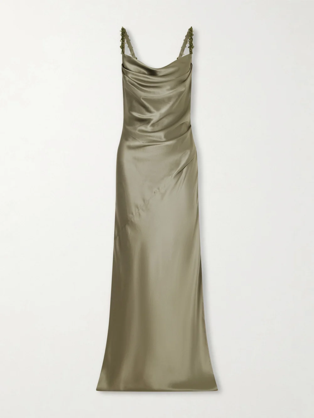 Balmain Shoulders Embellished-linen Maxi Dress in green