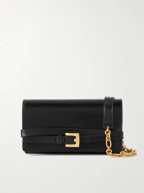 Balmain Shuffle Buckled Leather Shoulder Bag