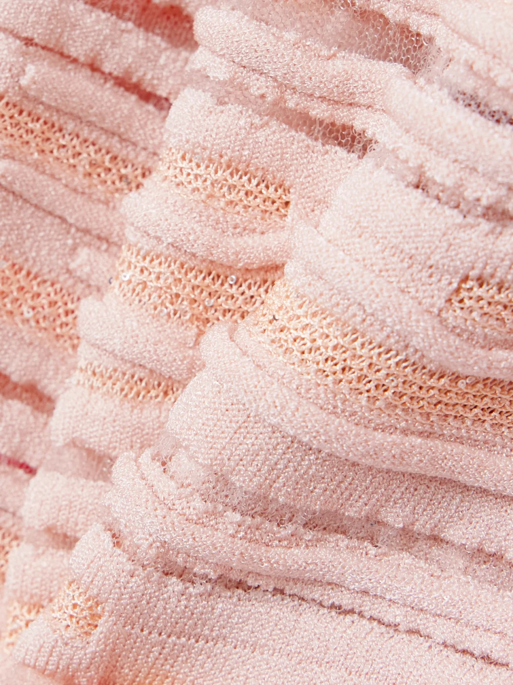 Close-up detail of the Balmain Strapless Sequin-embellished Open-knit Midi Dress