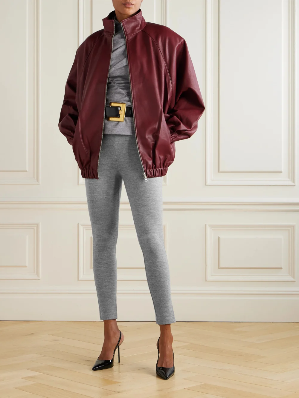 Balmain Wool and Cotton-blend Leggings, worn by a model