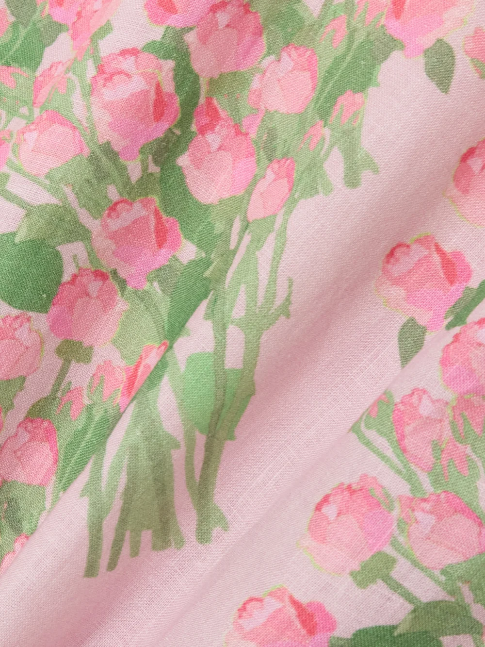 Close-up detail of the Bernadette Anne Open-back Floral-print Linen Midi Dress