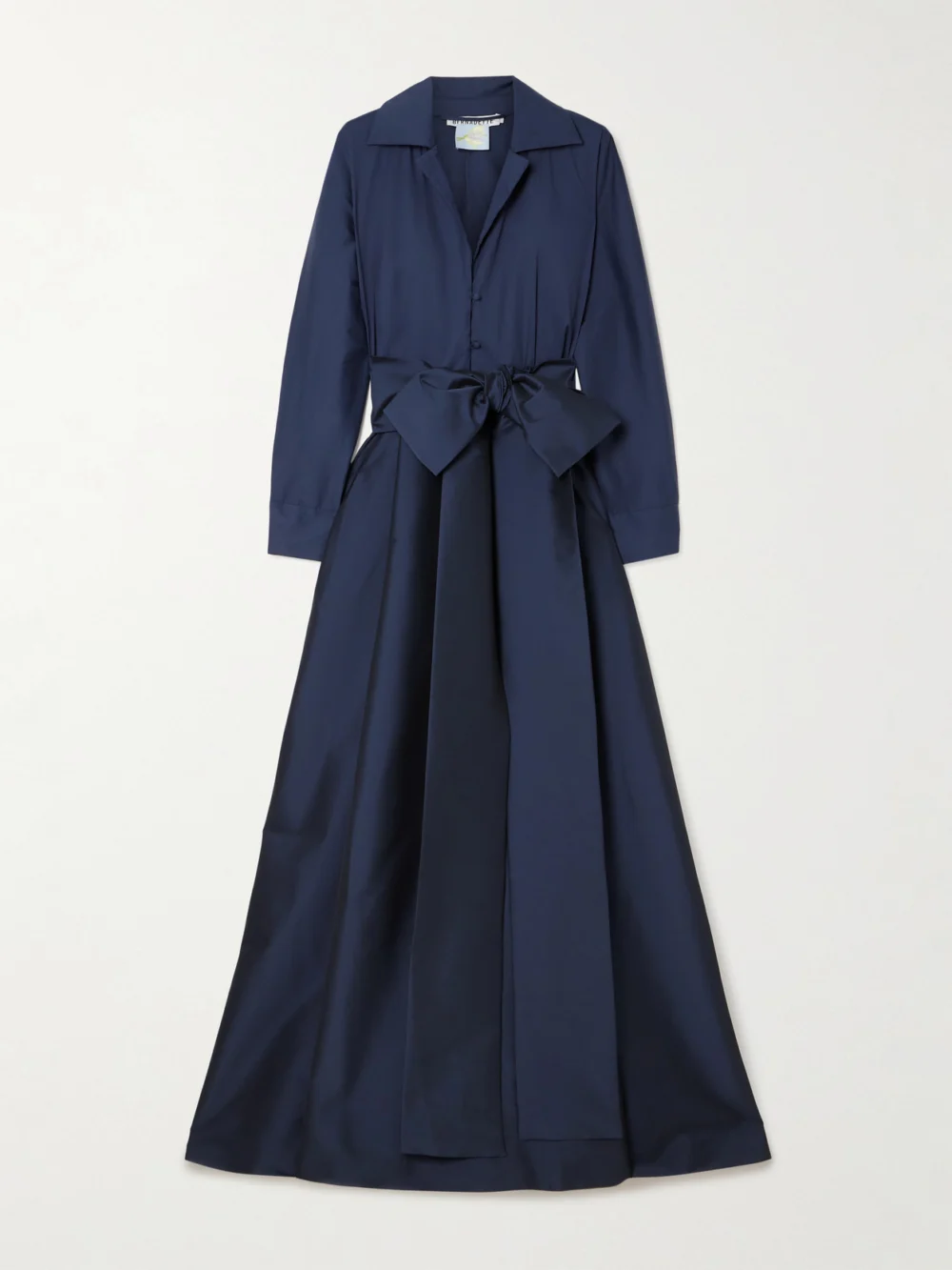 Bernadette Beatrice Belted Satin and Taffeta Gown in navy