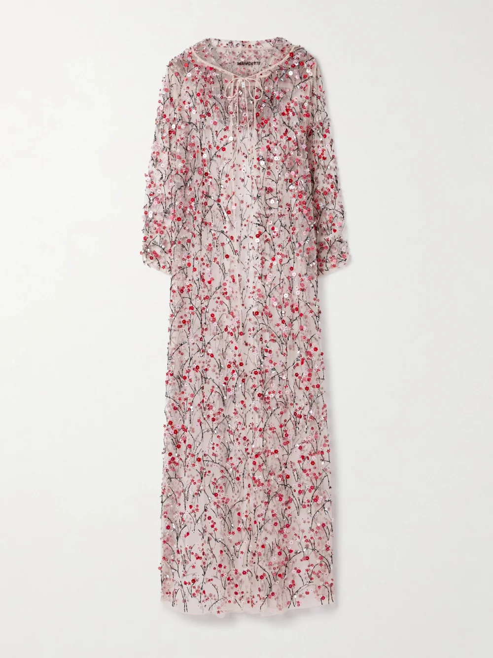 Bernadette Christelle Hooded Embellished Tulle Cape in pink