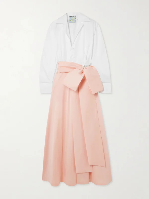 Bernadette Clarence Belted Organic Cotton-blend Poplin and Taffeta Maxi Shirt Dress