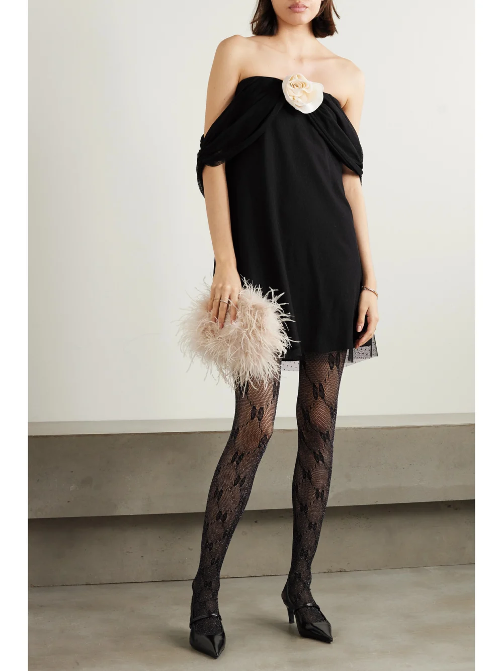 Bernadette Daffodil Floral-appliquéd Point D'esprit Tulle and Silk Crepe De Chine Mini Dress, worn by a model