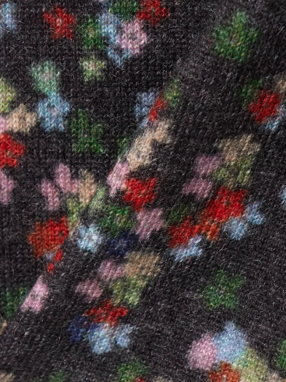 Close-up detail of the Bernadette Edouard Floral-print Mohair-blend Midi Skirt