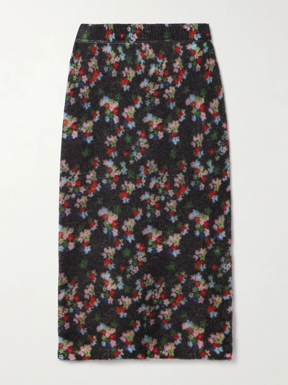 Bernadette Edouard Floral-print Mohair-blend Midi Skirt in black