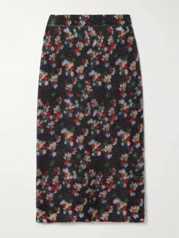 Bernadette Edouard Floral-print Mohair-blend Midi Skirt