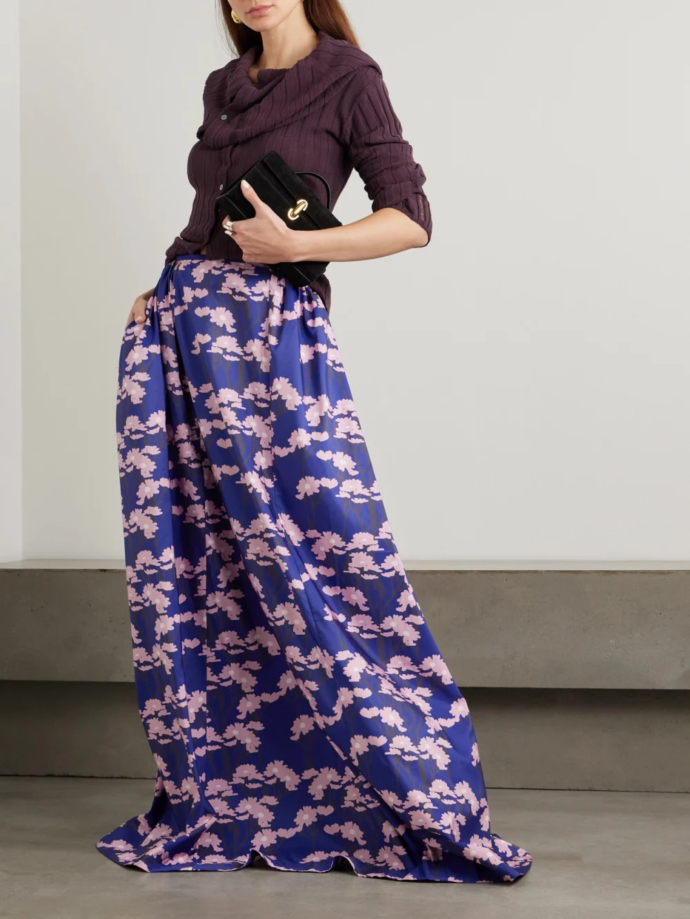 Bernadette Elle Floral-print Taffeta Maxi Skirt, worn by a model
