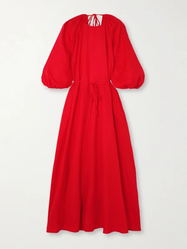 Bernadette Fran Open-back Linen Maxi Dress