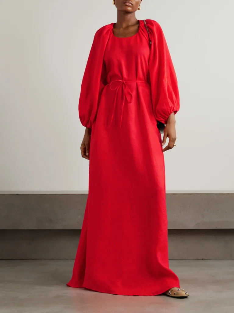 Bernadette Fran Open-back Linen Maxi Dress