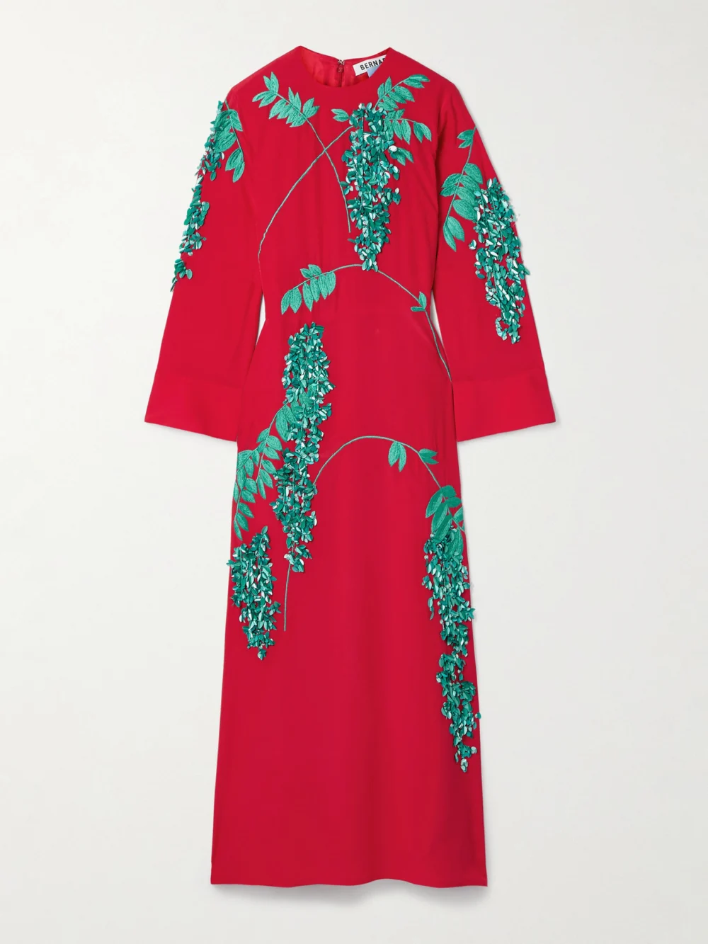 Bernadette Harry Embellished Embroidered Silk Crepe De Chine Midi Dress in fr 38
