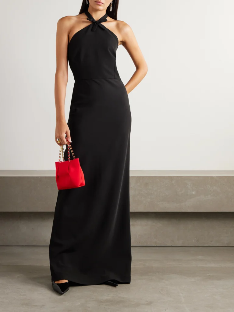 Bernadette Jolene Halterneck Crepe Maxi Dress