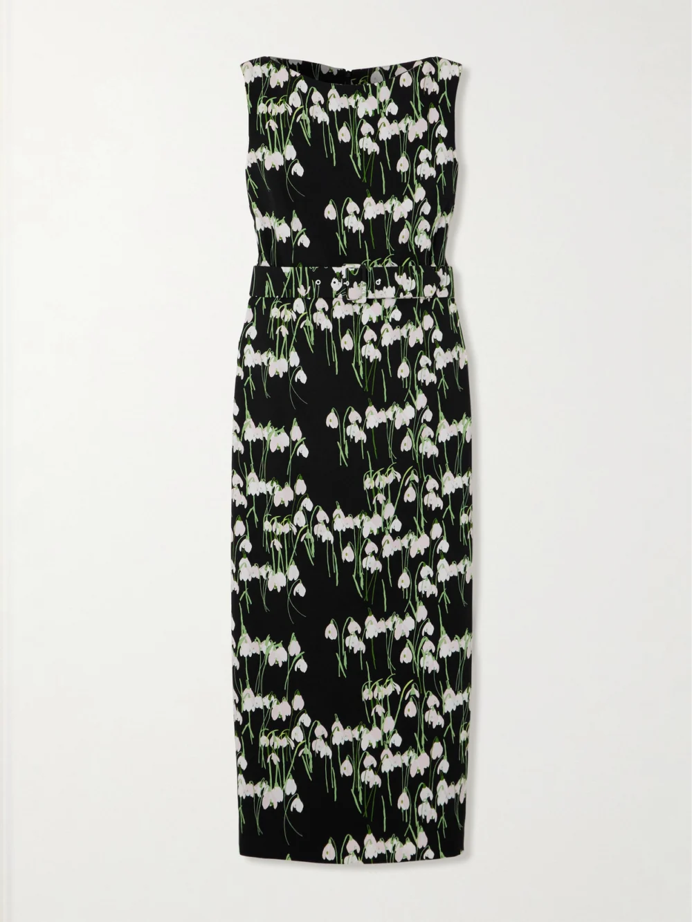 Bernadette Lucille Belted Floral-print Crepe Midi Dress in black