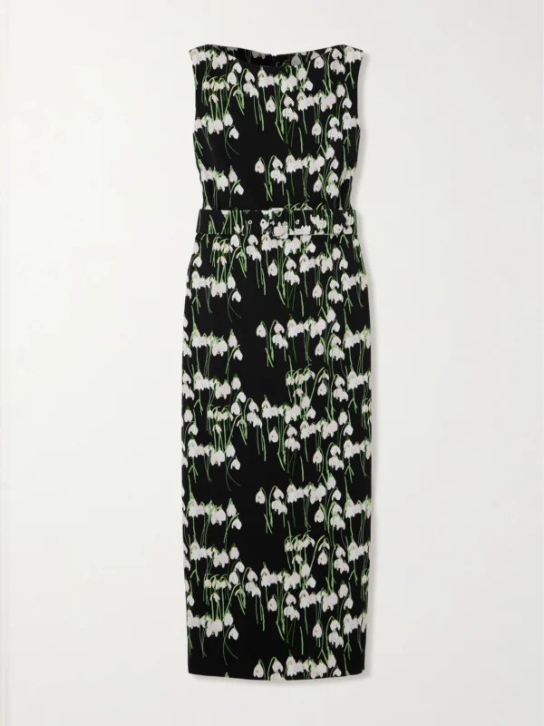 Bernadette Lucille Belted Floral-print Crepe Midi Dress