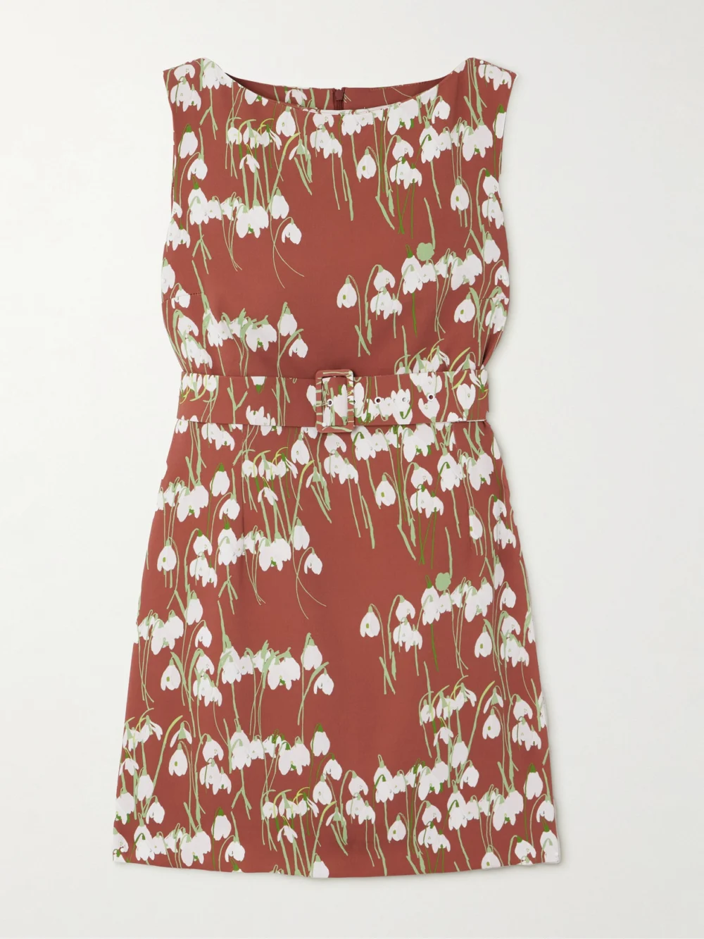 Bernadette Lucille Belted Floral-print Crepe Mini Dress in brown