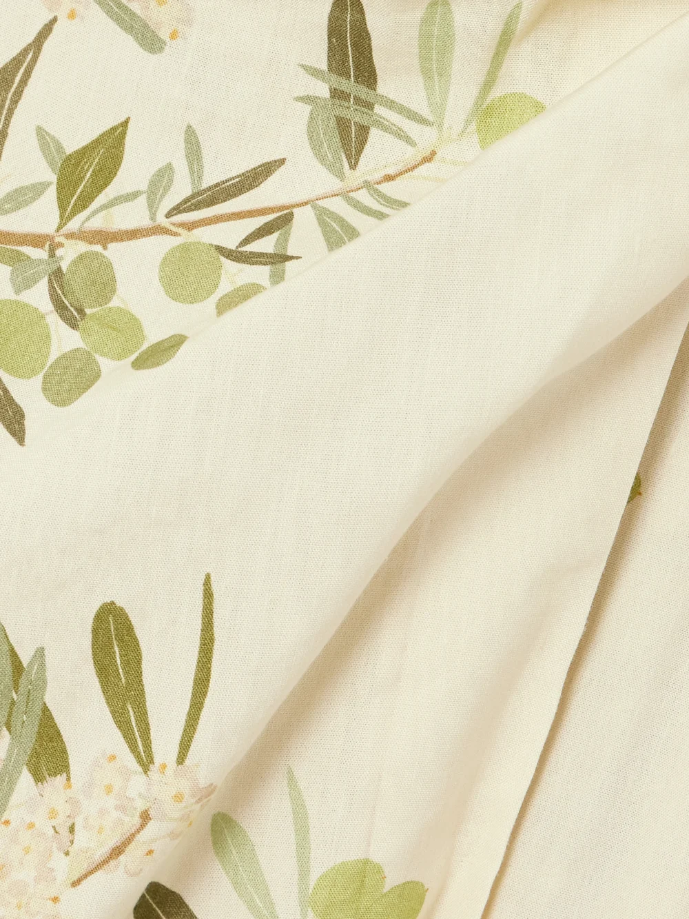 Close-up detail of the Bernadette Mara Printed Linen-blend Midi Wrap Dress