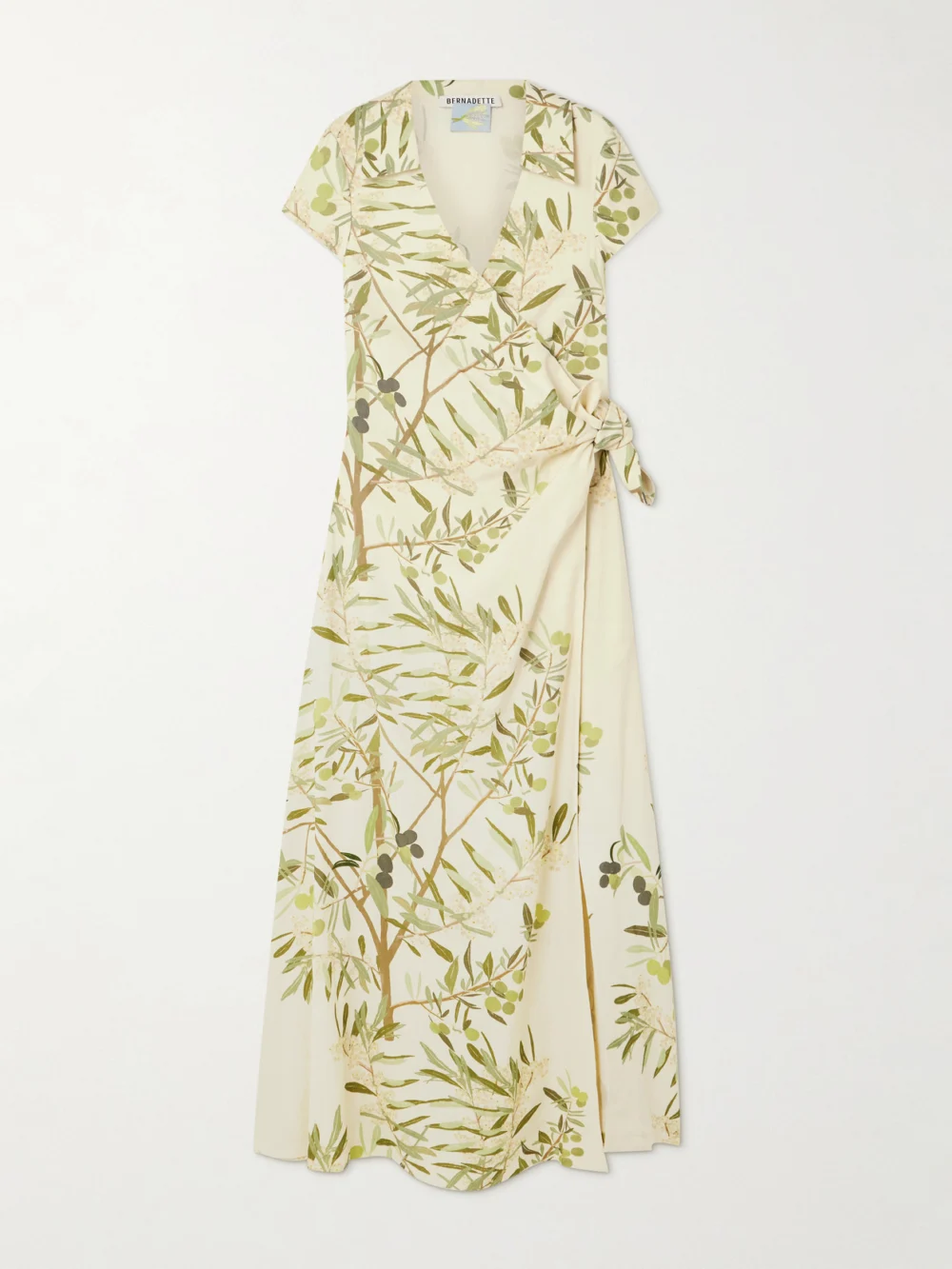 Bernadette Mara Printed Linen-blend Midi Wrap Dress in cream