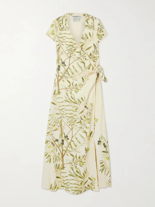 Bernadette Mara Printed Linen-blend Midi Wrap Dress