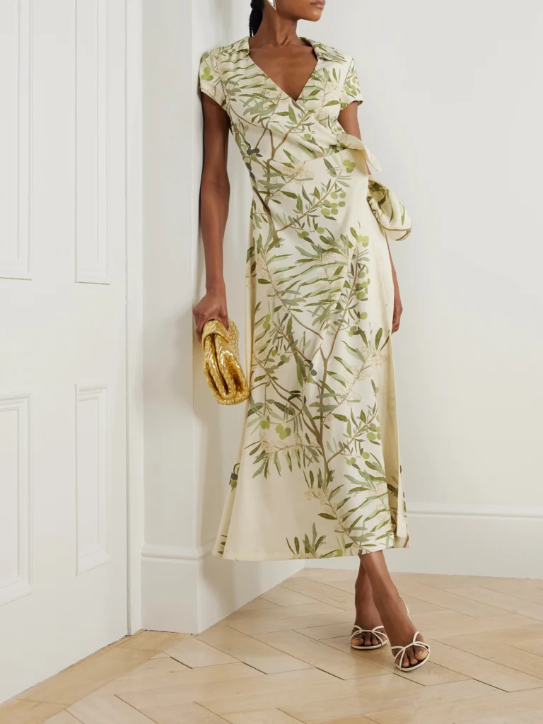 Bernadette Mara Printed Linen-blend Midi Wrap Dress