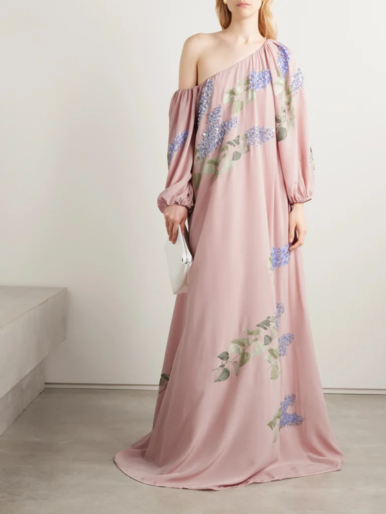 Bernadette Nathalie Off-the-shoulder Embellished Silk Crepe De Chine Gown