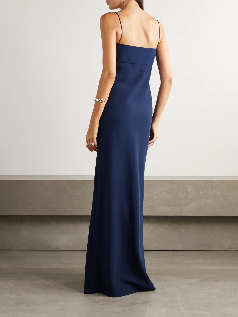 Back view of the Bernadette Phil Bow-embellished Crepe Gown