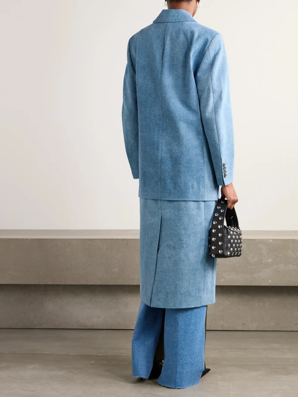 Back view of the Bettter Atlas Layered Denim Coat