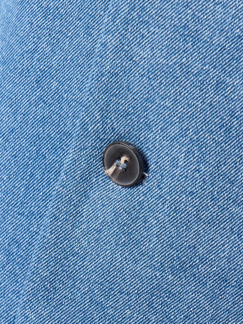 Close-up detail of the Bettter Atlas Layered Denim Coat