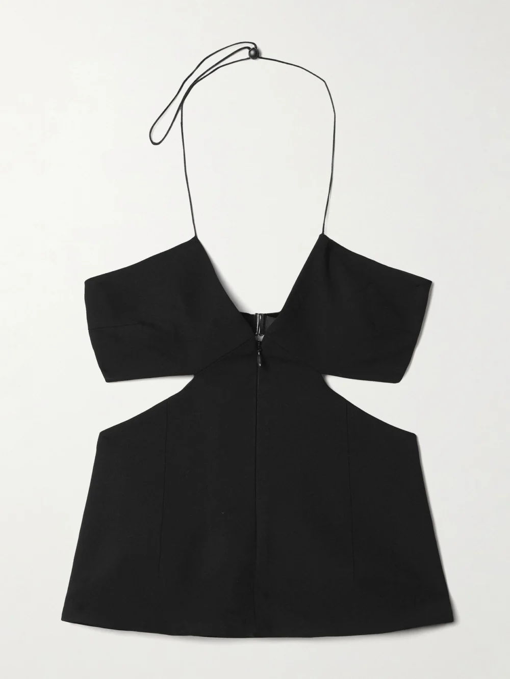 Bettter Capote Cutout Wool-blend and Satin Halterneck Top in black