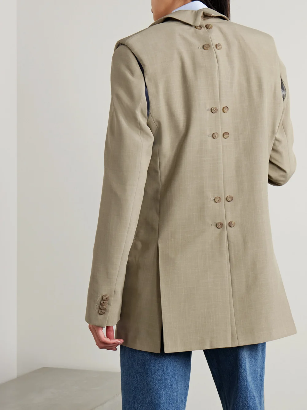 Back view of the Bettter Dina Convertible Wool-blend Blazer