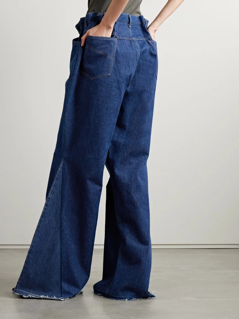 Back view of the Bettter Frayed High-rise Wide-leg Jeans