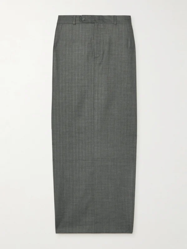Bettter Office Party Asymmetric Striped Wool-blend Maxi Skirt
