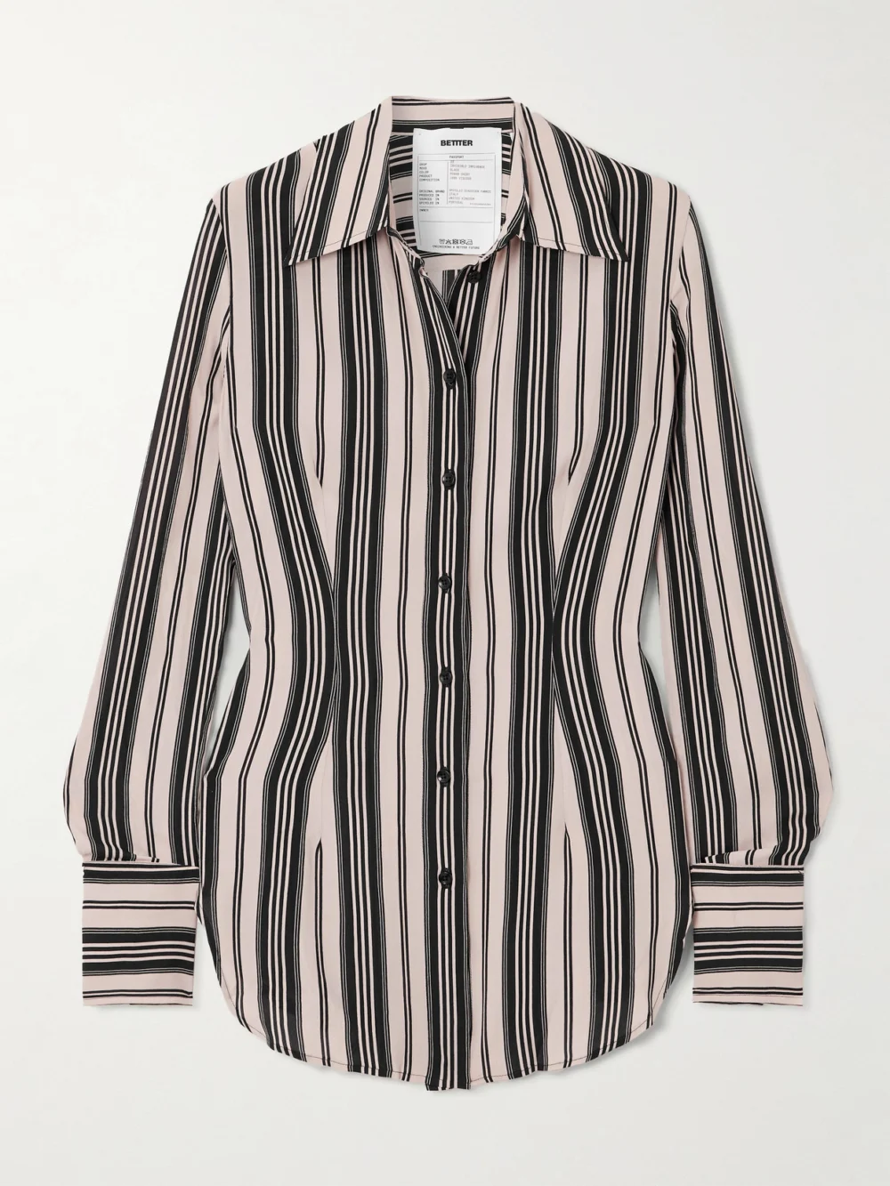 Bettter Rowan Striped Crepe Shirt in black