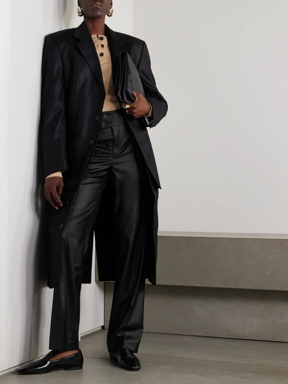 Bettter Wool-blend Straight-leg Pants, worn by a model