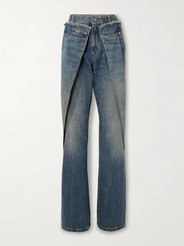 Bettter Wrap-effect Frayed Mid-rise Straight-leg Jeans