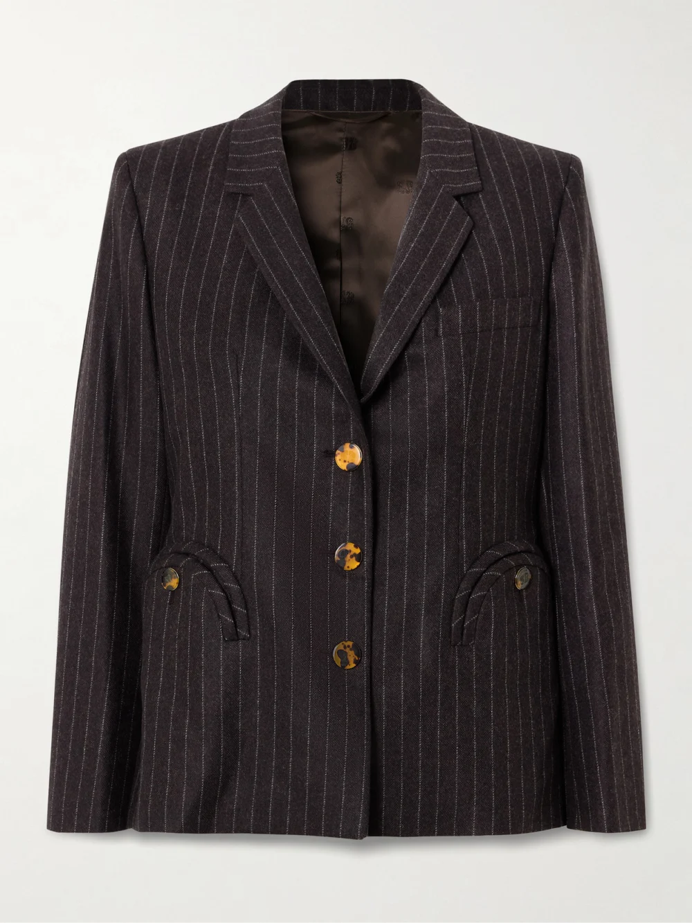 BLAZÉ Milano Akira Pinstriped Wool and Cashmere-blend Blazer in dark brown