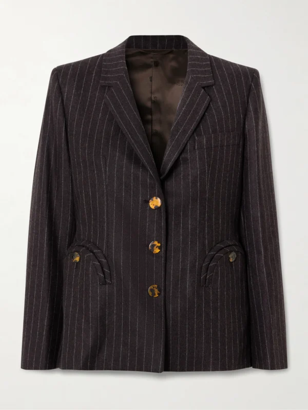 BLAZÉ Milano Akira Pinstriped Wool and Cashmere-blend Blazer