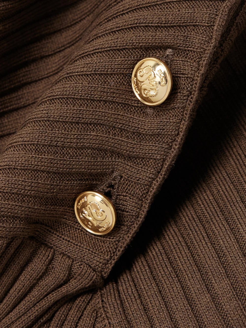 Close-up detail of the BLAZÉ Milano Alegria Ribbed Silk and Cotton-blend T-shirt