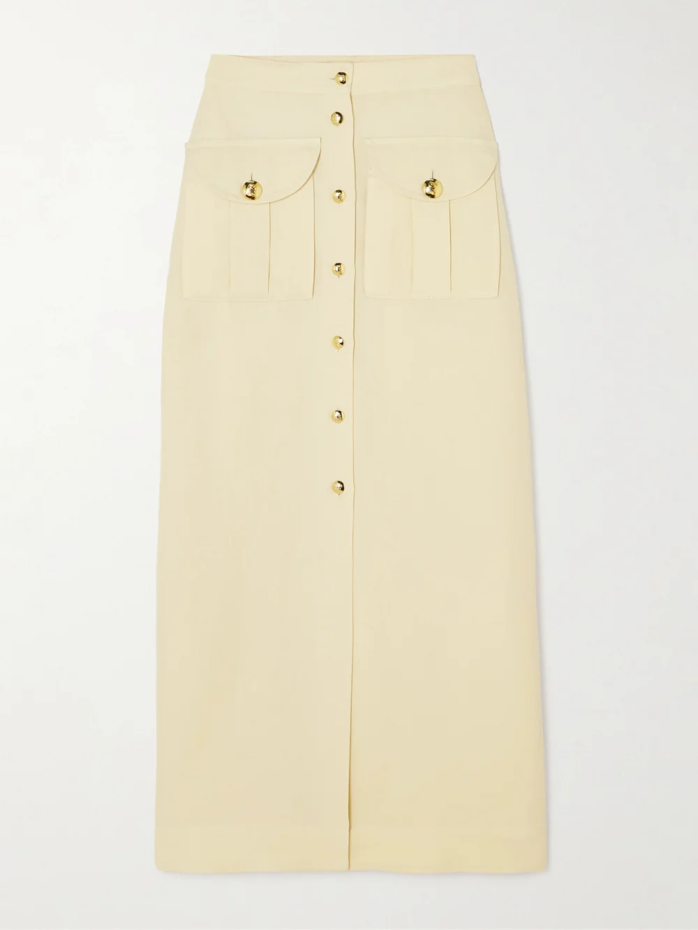 BLAZÉ Milano Appaloosa Linen and Silk-blend Twill Midi Skirt in cream