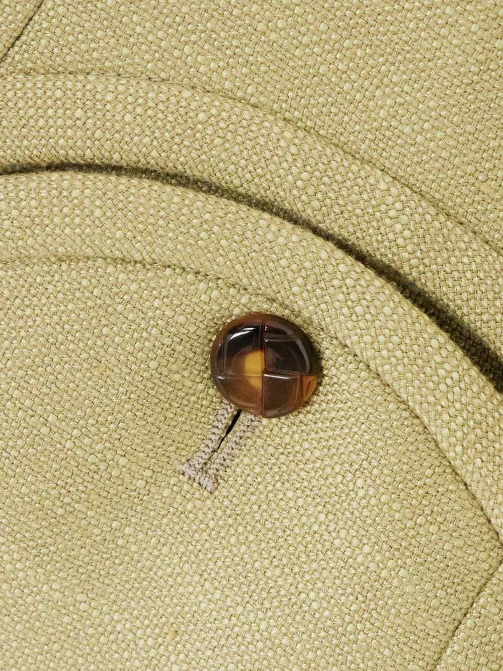 Close-up detail of the BLAZÉ Milano Belted Linen and Silk-blend Blazer